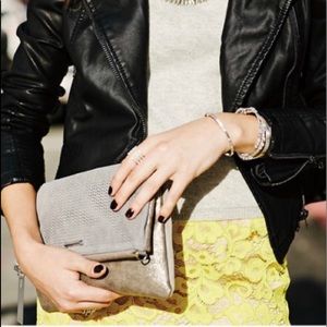 Stella & Dot Waverly Slate Metallic Clutch